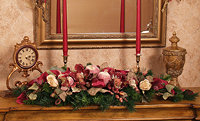 Gilded Holiday Magnolia Centerpiece in Burgundy